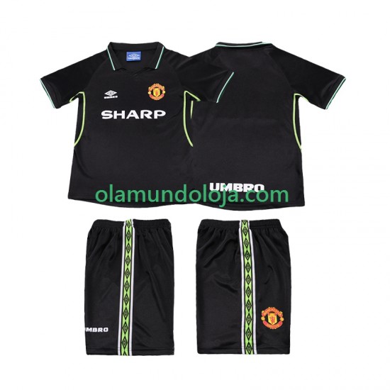 Camisola Manchester United Retro Criança Equipamento Terceiro 1998 1999 Manga Curta